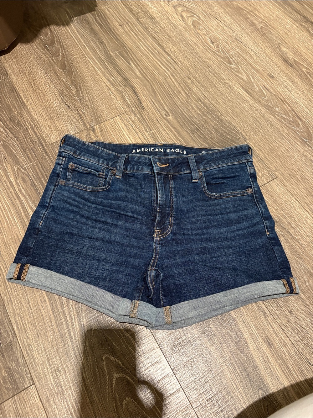 American Eagle Outfitters Dark Indigo Rolled Hem Jean Shorts